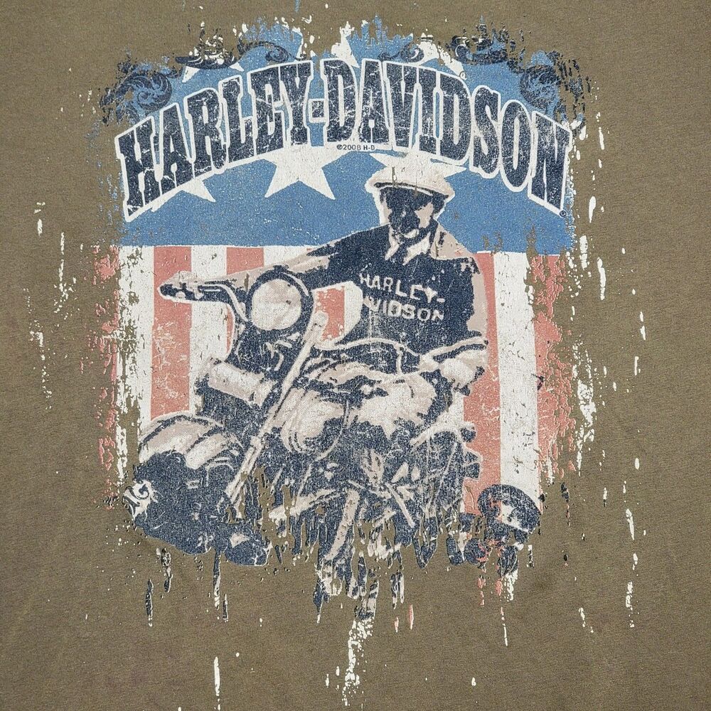Harley-Davidson Classic Graphic SS Army Green Tee New Orleans - Size Large